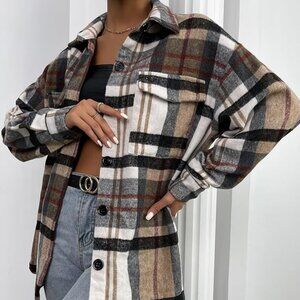 New plaid flannel button down top